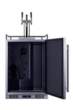 Summit Appliance SBC683OSTRIPLE 24" Wide Built-in Outdoor Beer Kegerator, 5.6 Cu.ft Interior, Weatherproof, Automatic Defrost, Digital Thermostat, Tap Cool System, Adjustable Shelves, 4 Casters -Wilton Shop 31tcuCFV2gL