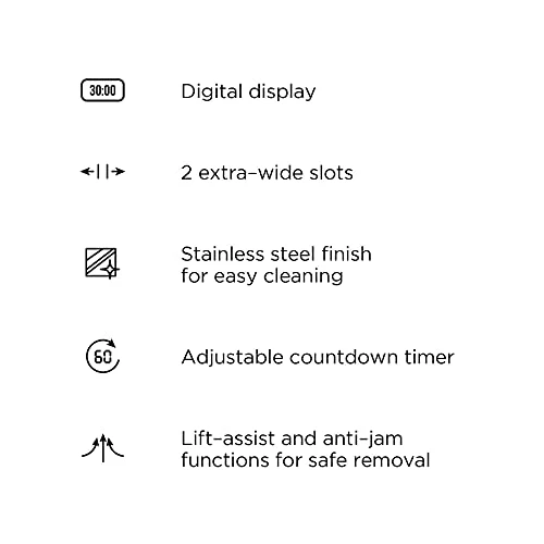 2-Slice Digital Toaster, Pop-Up, Stainless Steel, Extra-Wide Slots For Bagels, Defrost, Reheat, Cancel Functions, Removable Crumb Tray 6 2-Slice Digital Toaster, Pop-Up, Stainless Steel, Extra-Wide Slots For Bagels, Defrost, Reheat, Cancel Functions, Removable Crumb Tray - Image 4