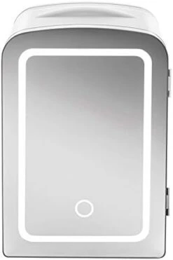 Mirrored Beauty Fridge With LED Lighting, Portable White Mini Refrigerator Skin Care, Makeup Storage, Chill Cosmetics & Face Masks, Small For Desktop Or Travel, Cool & Heat, 6 Liter Capacity -Wilton Shop 31uR4hPUKlL. AC