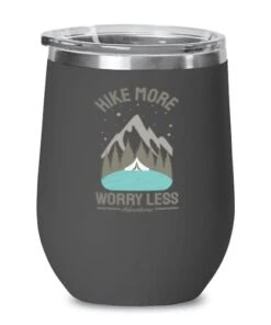 GENERIC Hike More Worry Less, Black Wineglass. Model 60072