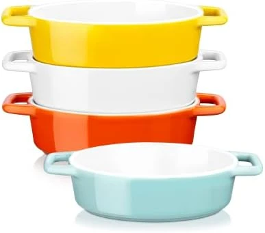 6 OZ Creme Brulee Ramekins, LOVECASA Souffle Dish Oven Safe Oval Double Handle Ramekins For Baking, Ice Cream, Chicken Pot Pies, Set Of 4, Multi Color 10 6 OZ Creme Brulee Ramekins, LOVECASA Souffle Dish Oven Safe Oval Double Handle Ramekins For Baking, Ice Cream, Chicken Pot Pies, Set Of 4, Multi Color - Image 8