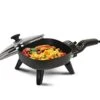 FS-400 Personal Stir Fry Griddle Pan, Rapid Heat Up, 600 Watts Non-stick Electric Skillet With Tempered Glass Lid, Size 7" X 7"