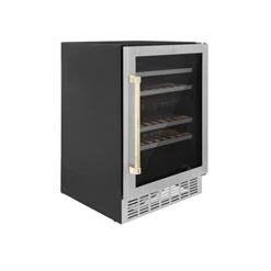 And Bath ZLINE 24" Monument Autograph Edition Dual Zone 44-Bottle Wine Cooler In Stainless Steel With Gold Accents (RWVZ-UD-24-G) -Wilton Shop 31vIXdQwfmL