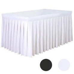 8' Ft Polyester Fitted Tablecloth Table Skirt For Wedding Banquet Trade Show White