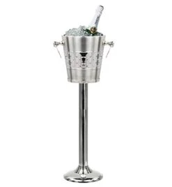 Do-Persian Brushed Nickel Plated Majestic Wine & Ice Bucket With Steel Bucket Stand | Wine Chiller On Stand Kitchenware Bar Ware