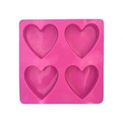 GENERIC Heart-Shaped For Mother's Cake Baking Silicone 3Pcs 4-Hole Candy Day Cake Mould Candy Melts Chocolate Pot (Red-C, One Size)