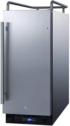 Summit Appliance SBC15NKIF Built-in 15" Wide Commercially Listed Kegerator With Auto Defrost, Digital Thermostat, Panel-Ready Door, 2 Wire Shelves, Front Lock, Sealed Back And Black Cabinet -Wilton Shop 31vsDe0VKlL. AC