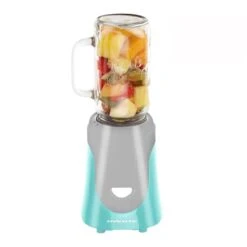 Vente Electric Personal Portable Blender, 18 Ounce Drink Mixer, Frozen Margarita, Shake & Smoothie Maker, Glass Jar With Stainless Steel Blades And 300-Watt Base, Compact BPA-Free, Turquoise BLH1002T