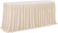 Leegleri White Polyester Pleated Table Skirt For Rectangle Table 6 Ft,Ruffle Tutu Table Cloth For Wedding,Baby Shower,Birthday Party,Banquet -Wilton Shop 31vwJXBV10S. AC