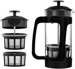 - P3 French Press - Double Micro-Filtered Coffee And Tea Maker, Grit-Free And Bitterness-Free Brews, Durable Stainless Steel Frame, Ideal For Loose Tea And Coffee Grounds - (Black, 32 Oz) -Wilton Shop 31wUrqh43VS. AC
