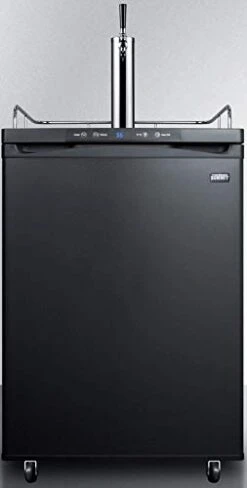 Summit Appliance SBC635M7CF Commercially Listed 24" Wide Cold Brew Coffee Dispenser In Black Exterior With Automatic Defrost, Complete Stainless Steel Tap Kit And Nitrogen Tank Included