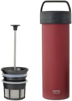 - P0 Ultralight French Press - Double Walled Stainless Steel Vacuum Insulated Coffee And Tea Maker, Portable And Durable Coffee Press For Travel, Camping, And Everyday Use - 16oz, (Cranberry) -Wilton Shop 31wyDipEuL. AC