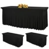 2 Pack 6ft Spandex Table Skirts Stretch Table Cover,One-Piece Wrinkle Resistant Fitted Tablecloth And Table Skirt For Rectangle Tables Tradeshows Weddings Banquets Parties Events Thanksgiving (Black)