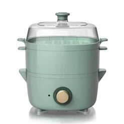 Lectric Food Steamer For Cooking, One Touch Vegetable Steamer, Multifunctional Steamer, Timed Steaming For 60 Minutes, Cozy Greenish, 1500W