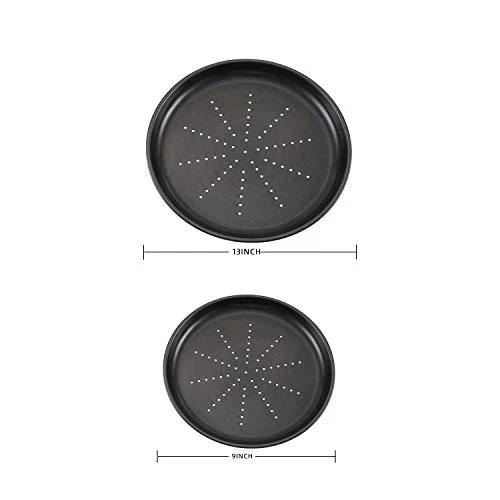 Pizza Pan With Holes,Nonstick Carbon Steel Round Bakeware,Oven Pizza Baking Supplies For Home Kitchen,2-Piece (9&13inch) 4 Pizza Pan With Holes,Nonstick Carbon Steel Round Bakeware,Oven Pizza Baking Supplies For Home Kitchen,2-Piece (9&13inch) - Image 2