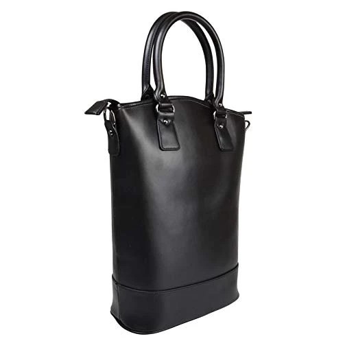 Insulated 2-Bottle Leather Wine Tote Bag Black 4 Insulated 2-Bottle Leather Wine Tote Bag Black - Image 2
