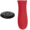 Lodge L10SC3 Cast Iron Lid, 12-inch & Silicone Hot Handle Holder - Red Heat Protecting Silicone Handle For Cast Iron Skillets With Keyhole Handle -Wilton Shop 31z4CRfED7L
