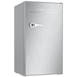 3.1 Cu.Ft Mini Fridge For Bedroom, Retro Mini Refrigerator With Freezer, Dorm Fridge With Freezer, Compact Small Fridge Perfect For Room And Office, Adjustable Temperature(with Handle, Silver)