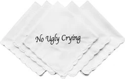 Perfect Bridesmaid Gift No Ugly Crying Wedding Handkerchief Embroidered Set Of 8 Wedding Favors- Bridal Party Favors(Black)