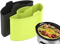 Silicone Slow Cooker Divider Liners - Reusable 3-in-1 Liners, Silicone Divider Insert Fit For Hamilton Beach CrockPot 3, 4 Quart Oval Slow Cooker, BPA Free, Leakproof, Dishwasher Safe, Easy Cleanup -Wilton Shop 41 zbeasuL. AC