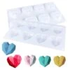 (2 PACK) 8 Cavities Silicone Heart Diamond Shaped Cake Mold Tray For Baking Chocolate Fondant Heart Molds Chocolate Covered Strawberries For Wedding Engagement Mother Day Supplies