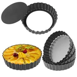 Quiche Pans, Homono Commercial Grade Non Stick Removable Bottom 5 Inch Mini Tart Pans (Pack Of 6)