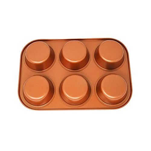 Copper Colored Cookware Round Mini Cake Baking Pan For 6 Cakes 4 Copper Colored Cookware Round Mini Cake Baking Pan For 6 Cakes - Image 2