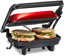 Hamilton Beach Electric Panini Press Grill With Locking Lid, Opens 180 Degrees For Any Sandwich Thickness, Nonstick 8" X 10" Grids, Red (25462Z) 17 Hamilton Beach Electric Panini Press Grill With Locking Lid, Opens 180 Degrees For Any Sandwich Thickness, Nonstick 8" X 10" Grids, Red (25462Z) -Wilton Shop 410OiucT0EL. AC