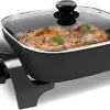 Nstick Extra Deep Electric Skillet - With Glass Vented Lid, Serves 4 To 6 People (7.5Qt.) -Wilton Shop 410UB70B3gL