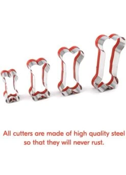 4Pcs Large Dog Bone Cookie Cutters Set, Dog Treats Cookie Cutter, Dog Bone Shapes Cutters, Homemade Dog Biscuit Treats Cutters, Coated With Soft PVC For Protection,4.7" 3.9'' 3.2'' 2.4" -Wilton Shop 410V5F1OTUL