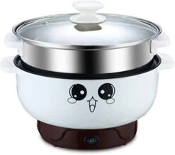 4-in-1 Multifunction Electric Skillet Non-Stick Stainless Steel Hot Pot Noodles Rice Cooker Soup Pot Portable Mini Heating Pan Cooking Fried (Diameter 26CM, 3.6L, Electric Skillet With Steam Grid) -Wilton Shop 410l1ccmS5L. AC