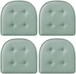 U-Shaped Chair Cushions For Dining Chairs 4 Pack, Memory Foam Chair Pads With Tufted Design And Non-Slip Backing, 17" X 16", Scuba Green -Wilton Shop 410lIeE3NhL. AC