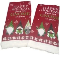 TopNotch Outlet Kitchen Towels - Holiday Decor - Dish Towel Set (2 Pc) Gnome For The Holidays - Hand Towels - Kitchen Decorations - Printed Snowflakes - Gnome Decorations
