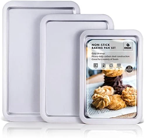 Baking Sheet Pan Set, Cookie Sheet For Oven, Nonstick Bakeware Sets With Wider Grips, 3 Pack Half/Jelly Roll/Quarter Baking Tray, Premium, Dishwasher Safe - Dark Grey 9 Baking Sheet Pan Set, Cookie Sheet For Oven, Nonstick Bakeware Sets With Wider Grips, 3 Pack Half/Jelly Roll/Quarter Baking Tray, Premium, Dishwasher Safe - Dark Grey - Image 7