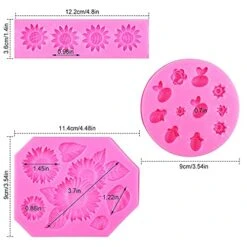 Rain (Set Of 3) Sunflower Silicone Fondant Molds, Chocolate Polymer Clay Molds, Flower Bee Leaves Mold For Baby Shower Birthday Cake Sugar Craft Cookies Cupcake Decorating -Wilton Shop 41137C1Nu5L