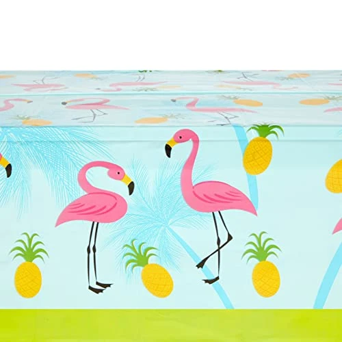 3-Pack Flamingo Tablecloth For Pineapple Birthday Decorations, Plastic Table Cover For Tropical Hawaiian And Flamingo Party Supplies, Summer Pool Party (54x108 Inches) 8 3-Pack Flamingo Tablecloth For Pineapple Birthday Decorations, Plastic Table Cover For Tropical Hawaiian And Flamingo Party Supplies, Summer Pool Party (54x108 Inches) - Image 6