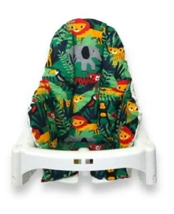 High Chair Cushion For IKEA High Chair, One Piece IKEA High Chair Accessories, Cotton Antilop High Chair Accessories, Washable IKEA High Chair Cushion (Jungle Green)