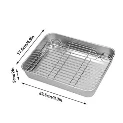 Zerodis Roasting Pan, Stainless Steel Rectangular Baking Pan And Rack For Cooking Baking(23.5 * 17.5 * 5CM) -Wilton Shop 411TXe8ZNAL