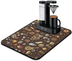 Coffee Bar Mat Accessories For Countertop Super Absorbent Anti-Slip Silicone Dish Drying Mats For Kitchen Counter Draining Pad Decor Gift Fit Coffee Maker Coffee Pot Espresso Machine 19inx12in -Wilton Shop 411WSSTdBmL. AC