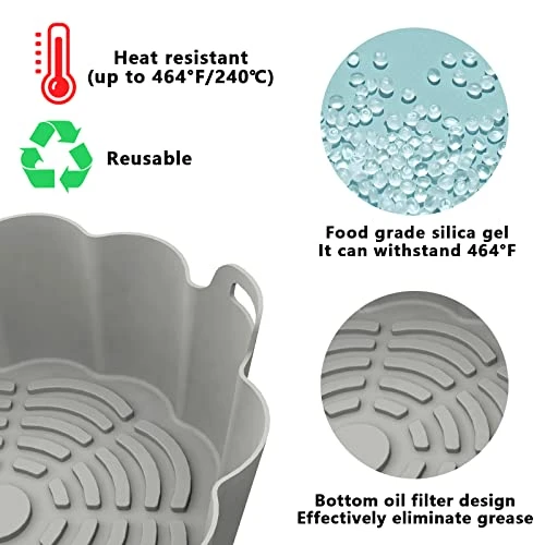 2 Pack Air Fryer Silicone Liners - 7.5 Inch Reusable Food Safe Air Fryer Silicone Pot, Round Air Fryer Basket Easy Cleaning For 3 To 5QT Air Fryer Oven Accessories, Replacement For Paper Liners 3 2 Pack Air Fryer Silicone Liners - 7.5 Inch Reusable Food Safe Air Fryer Silicone Pot, Round Air Fryer Basket Easy Cleaning For 3 To 5QT Air Fryer Oven Accessories, Replacement For Paper Liners