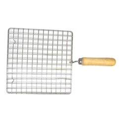 GD Stainless Steel Wire Roaster Papad Jali Roaster Grill Barbecue Grill Wooden Round Handle Square Roasting Net 10 GD Stainless Steel Wire Roaster Papad Jali Roaster Grill Barbecue Grill Wooden Round Handle Square Roasting Net -Wilton Shop 411Z1WuvilL