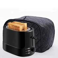 QifuwanjingfengToaster Cover, 2 Slice Quilted Toaster Cover, Universal Size Kitchen Appliance Cover For Standard Toasters And Microwave Ovens, Dustproof Black Cover, Ideal Gift For Women -Wilton Shop 411gwTdraML