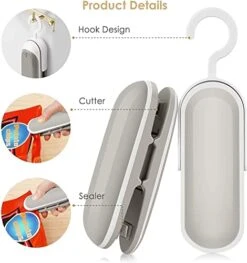 Mini Bag Sealer, Heat Seal Portable Heat Vacuum Sealers Plastic Sealer, Chip Bag Sealer, 2 In 1 Heat Seal And Cutter Mini Food Sealer For Plastic Bags Mini Portable Sealer (4PC) -Wilton Shop 411itfyZXPL