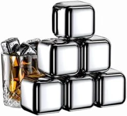 Stainless Steel Ice Cubes For Chilled Whiskey - Reusable Set Of 8 With Tongs - Keep Your Drinks Cold Without Diluting -Wilton Shop 411loUwSQvL. AC