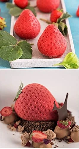 3D Big Strawberry Shaped Silicone Mold & 2 Dessert Spoons,for Baking Creative Mousse Cake Topper Dessert Cup Decoration Chocolate Truffle Pastry Fruit Ice Cream Polymer, Resin Model Clay Soap; D10 4 3D Big Strawberry Shaped Silicone Mold & 2 Dessert Spoons,for Baking Creative Mousse Cake Topper Dessert Cup Decoration Chocolate Truffle Pastry Fruit Ice Cream Polymer, Resin Model Clay Soap; D10 - Image 2