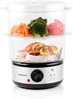Vente Electric Food Steamer 5 Quart With 2 Tier Stackable BPA-Free Baskets, 400W Stainless Steel Base, Auto Shut-Off And 60-Minute Timer, Fast Steaming Ideal For Vegetable And Fish, Silver FS62S 10 Vente Electric Food Steamer 5 Quart With 2 Tier Stackable BPA-Free Baskets, 400W Stainless Steel Base, Auto Shut-Off And 60-Minute Timer, Fast Steaming Ideal For Vegetable And Fish, Silver FS62S -Wilton Shop 4122j8yeSL. AC