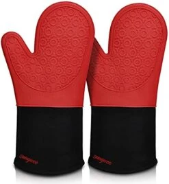 Extra Long Silicone Oven Mitts, Sungwoo Durable Heat Resistant Oven Gloves With Quilted Liner Non-Slip Textured Grip Perfect For BBQ, Baking, Cooking And Grilling - 1 Pair 14.6 Inch Black -Wilton Shop 4123JQkvsgL. AC