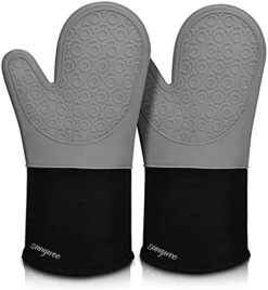 Extra Long Silicone Oven Mitts, Sungwoo Durable Heat Resistant Oven Gloves With Quilted Liner Non-Slip Textured Grip Perfect For BBQ, Baking, Cooking And Grilling - 1 Pair 14.6 Inch Black -Wilton Shop 4128swig8kL. AC