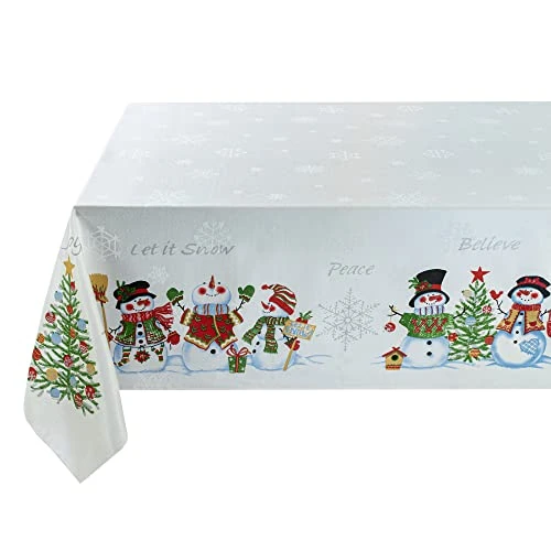 Ve Snowman Engineered Printed Jacquard Fabric Christmas Table Cloth, Christmas Tablecloth For All Winter And Holiday (60" X 84" Rectangular, Believe Snowman) 4 Ve Snowman Engineered Printed Jacquard Fabric Christmas Table Cloth, Christmas Tablecloth For All Winter And Holiday (60" X 84" Rectangular, Believe Snowman) - Image 2