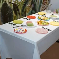 Lastic Table Cloth For Parties, Disposable Tablecloth 54" X 108", Pack Of 6, White Rectangle 13 Lastic Table Cloth For Parties, Disposable Tablecloth 54" X 108", Pack Of 6, White Rectangle -Wilton Shop 412ORNnJUPL